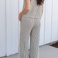 LAS-LIVE Colorblock Drawstring Wide Leg Pants Set (S-XL): Beige / S