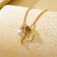Western Boot Horseshoe Pearl Charm Necklace | 80N93161: Gold