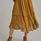 CRINKLED WOVEN BOHO MIDI SKIRT _JLB80101-01: OLIVE / S-M-L(2-2-2)