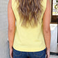 LAS Bow Tie Notched Neck Pleated Tank Top (S-XL): Yellow Cream / M