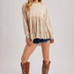 TIERED RUFFLE HEM SWEATSHIRT: OATMEAL / S