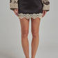 SATIN TEXTURE MINI SKIRT WITH SHORTS LINING_JLB80108-01: CHOCOLATE/OATMEAL / S-M-L(2-2-2)