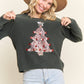 LESW3791-CHRISTMAS TREE GLITTER SWEATER TOP: Hunter Green / S-M-L(2-2-2)