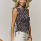 SLEEVELESS FLORAL SMOCKED BLOUSE - LET4355: LAVENDER / S-M-L(2-2-2)