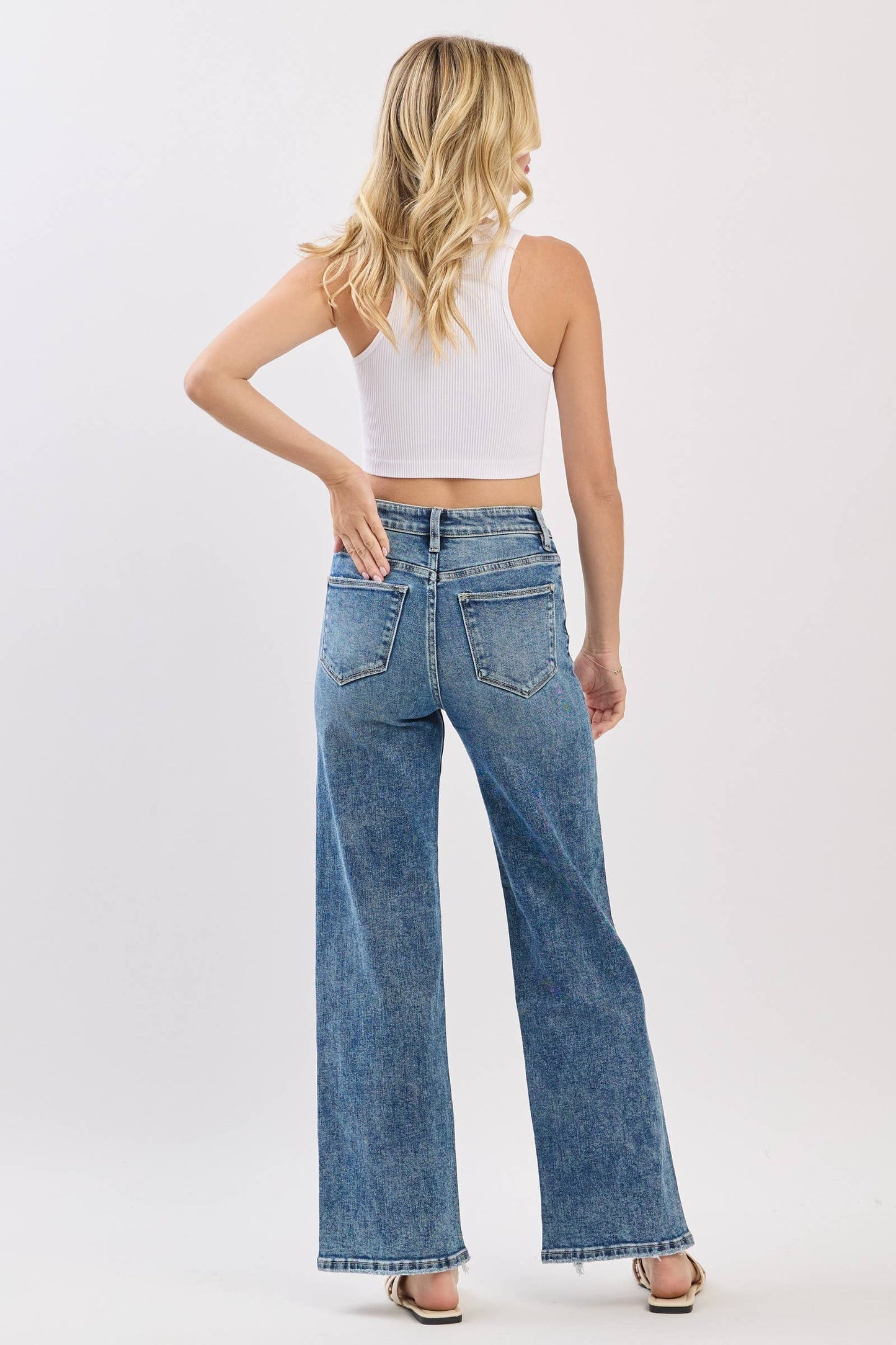 High Rise Slim Wide Jeans