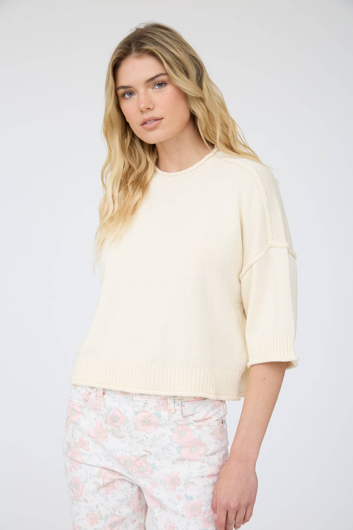 EXPOSED SEAM DROP SHOULDER SHORT SLEEVE PULLOVER : CHOCOLATE BROWN
