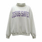IT2594-CROSS | 'CROSS &JESUS SAVES' Reversible Sweatshirt: Ash grey / S/M-L/XL (3-3)