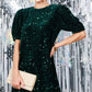 Velvet Sequin Accent Knee Dress VD82073: Grey / S