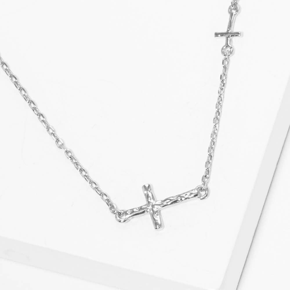 Gold-Dipped Two Cross Necklace