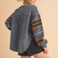 9103FK Malva Plaid Pullover Sweater: Slate Blue / Contemporary / L