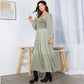 Embroidered Empire Mid-Length Dress (New Color): Amber / REGULAR (S-M-L-XL 1-2-2-1)