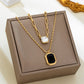 Layered Paperclip Chain Double Gemstone Necklace | 80N93798: GOLD