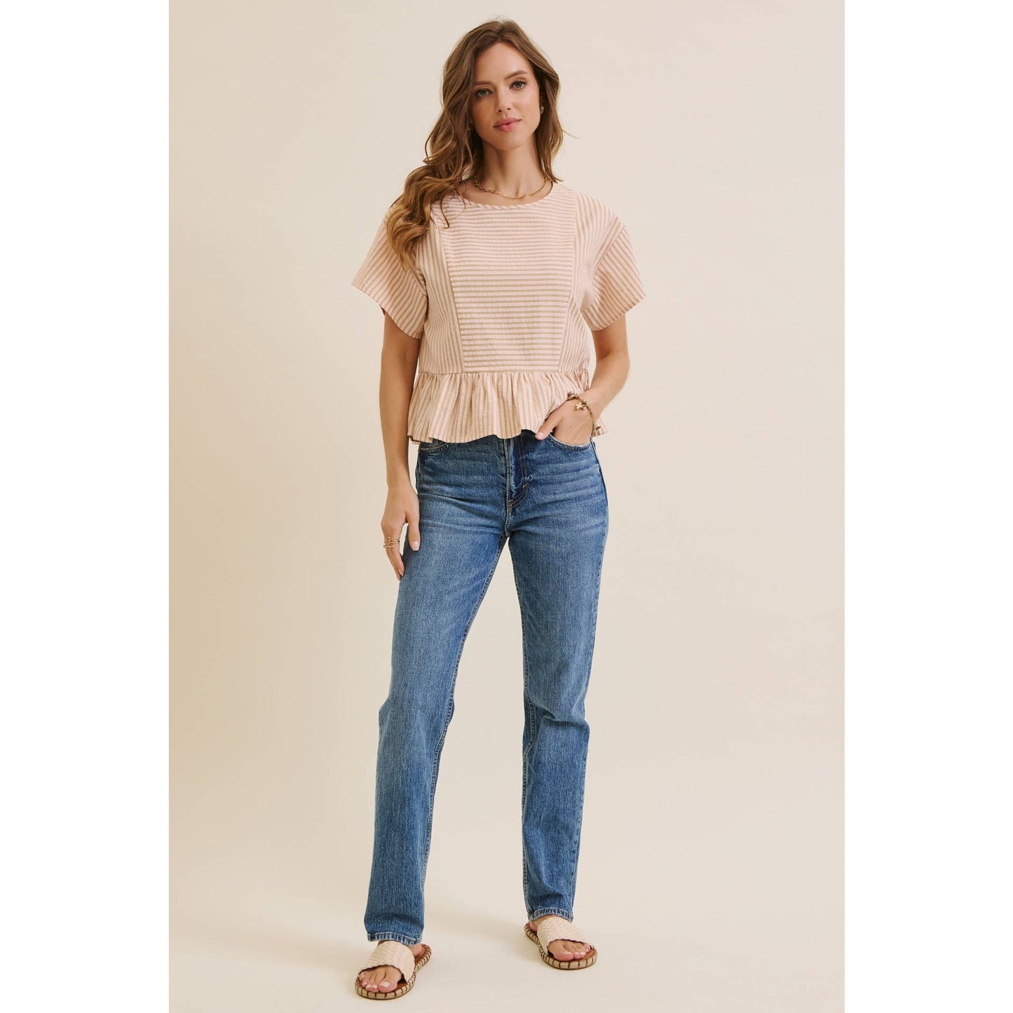 Salmon Stripe Peplum