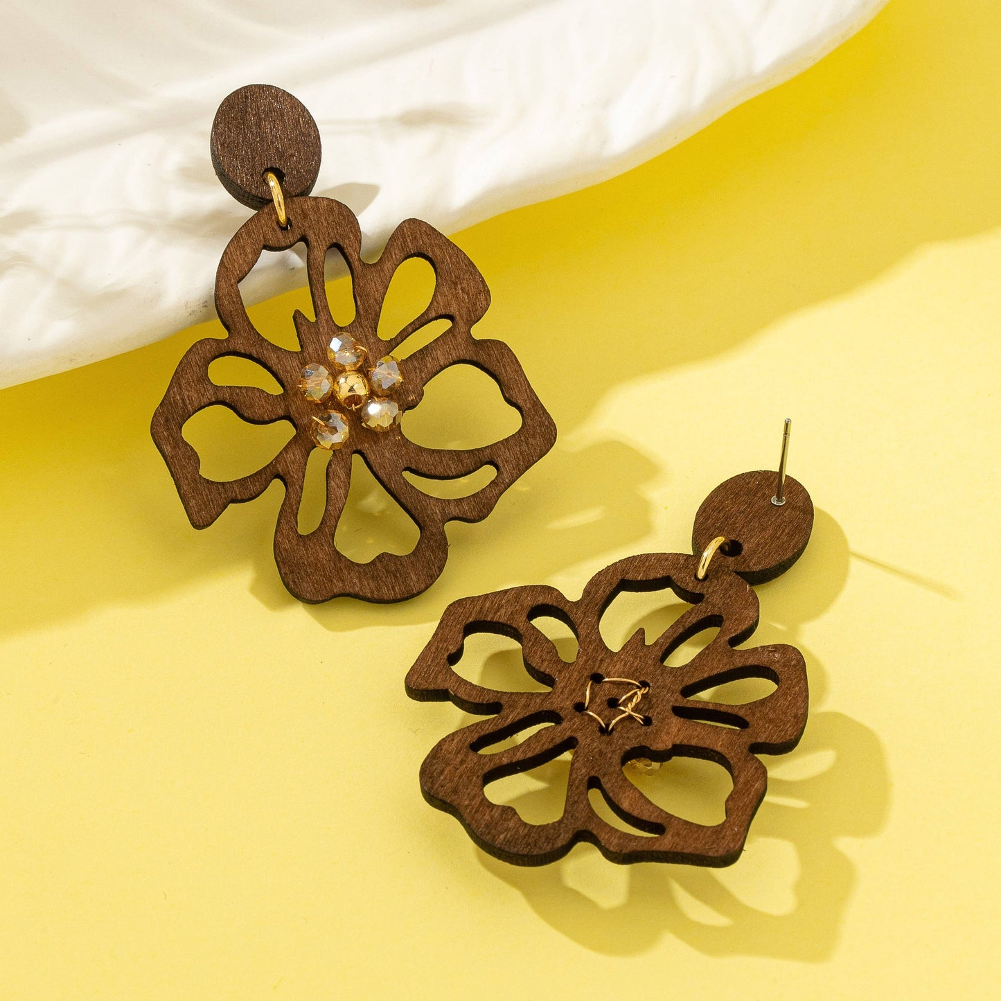 Wooden Floral Earrings