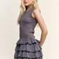 Grey Sleeveless Ruffle Mini