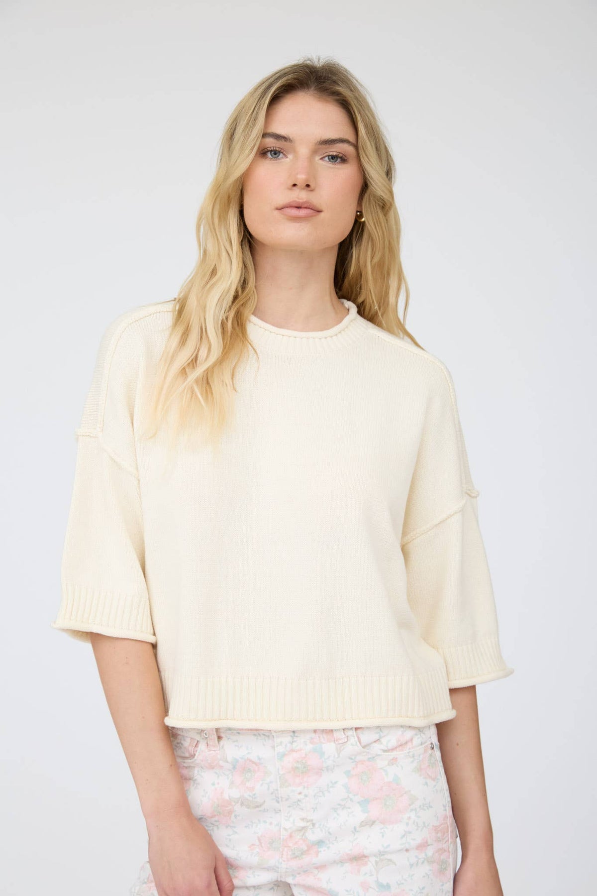 EXPOSED SEAM DROP SHOULDER SHORT SLEEVE PULLOVER : CHOCOLATE BROWN