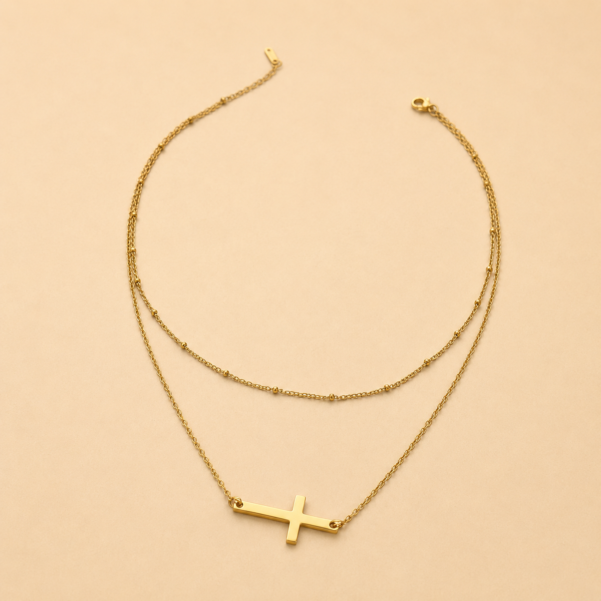 18K STAINLESS STEEL TARNISH FREE CROSS NECKLACE | 40NK9614: GOLD