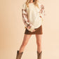 9103FK Malva Plaid Pullover Sweater: Slate Blue / Contemporary / L