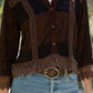 Earthy Boho Button Down Cropped Shirt (New Color): Chestnut / REGULAR (S-M-L-XL 1-2-2-1)