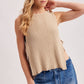 Beige Ribbed Tie Tank