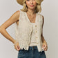 BOHO FLORAL CROCHET LACE VEST- LET4303: Beige / ONESIZE(6)