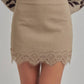 SATIN TEXTURE MINI SKIRT WITH SHORTS LINING_JLB80108-01: CHOCOLATE/OATMEAL / S-M-L(2-2-2)