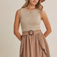 RUSTIC WEEKEND TWOFER MAXI DRESS WITH CASCADING RUFFLES: COCONUT BROWN / S