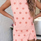 LAS Ribbed Trim Polka Dot Tank Split Mini Skort Set(S-4X): Pink / Missy / M