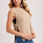 Beige Ribbed Tie Tank