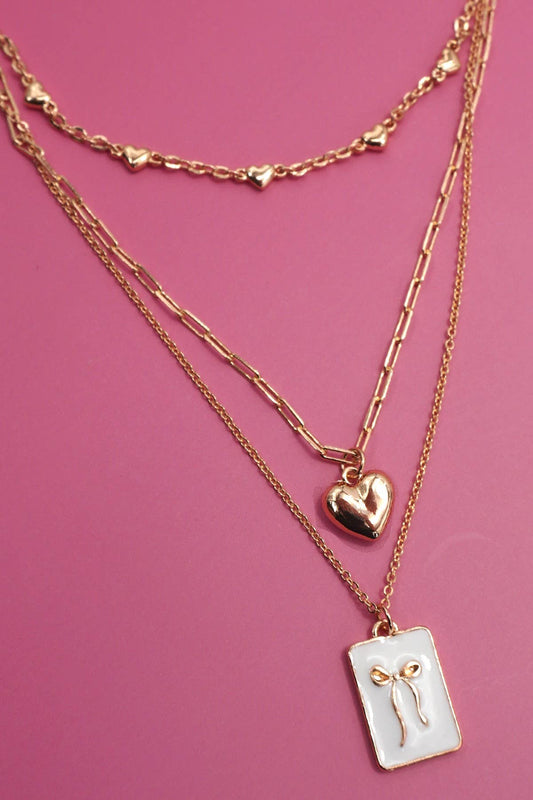 Square Bow Charm Necklace