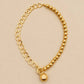 Gold-Tone Mixed Link & Round Bead Pendant Necklace | 25N380: GOLD