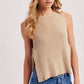 Beige Ribbed Tie Tank