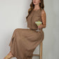 Mocha Button Down Midi Skirt