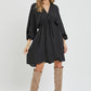 Black Satin V Neck Dress