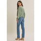 Washed Green Cinched Sweatshirt