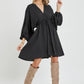Black Satin V Neck Dress
