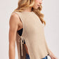 Beige Ribbed Tie Tank