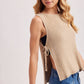 Beige Ribbed Tie Tank