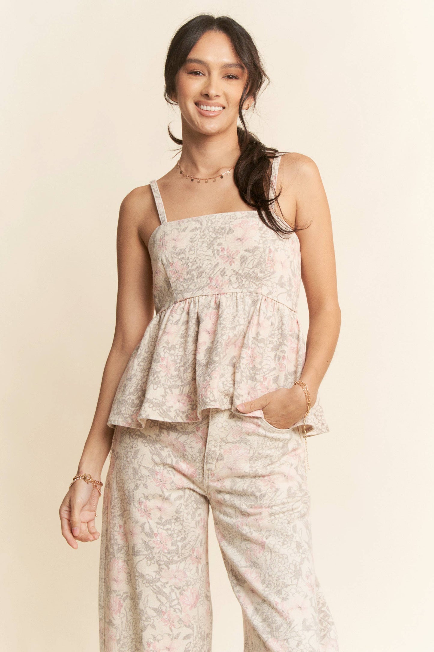 Khaki Floral Tank