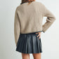 Women's Crewneck Cardigan Sweater - BMC7526: TAUPE / BLACK / S