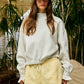 IT2995 Ruffled cuff Detail Mock-neck Crop Terry Sweatshirt: LAVENDER / S-M-L (2-2-2)