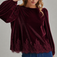 ROMANTIC HOLIDAY VELVET BLOUSE TOP _JLT00304-02: BROWN / S-M-L(2-2-2)