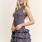 Grey Sleeveless Ruffle Mini