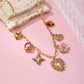 CHARM NECKLACE-HEART FLOWER RHINESTONE CLOVER | 80N92697: GOLD