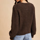 CHUNKY STATEMENT BUTTON CABLE KNIT CARDIGAN: MOCHA MOUSSE / S