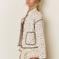 FLORAL PRINT SNAP BUTTON QUILTED JACKET: CREAM