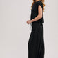 RELAXED KNIT SMOCKED TOP AND WIDE PANTS SET: Beige / S