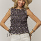 SLEEVELESS FLORAL SMOCKED BLOUSE - LET4355: LAVENDER / S-M-L(2-2-2)