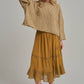 CRINKLED WOVEN BOHO MIDI SKIRT _JLB80101-01: OLIVE / S-M-L(2-2-2)