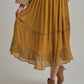 CRINKLED WOVEN BOHO MIDI SKIRT _JLB80101-01: OLIVE / S-M-L(2-2-2)